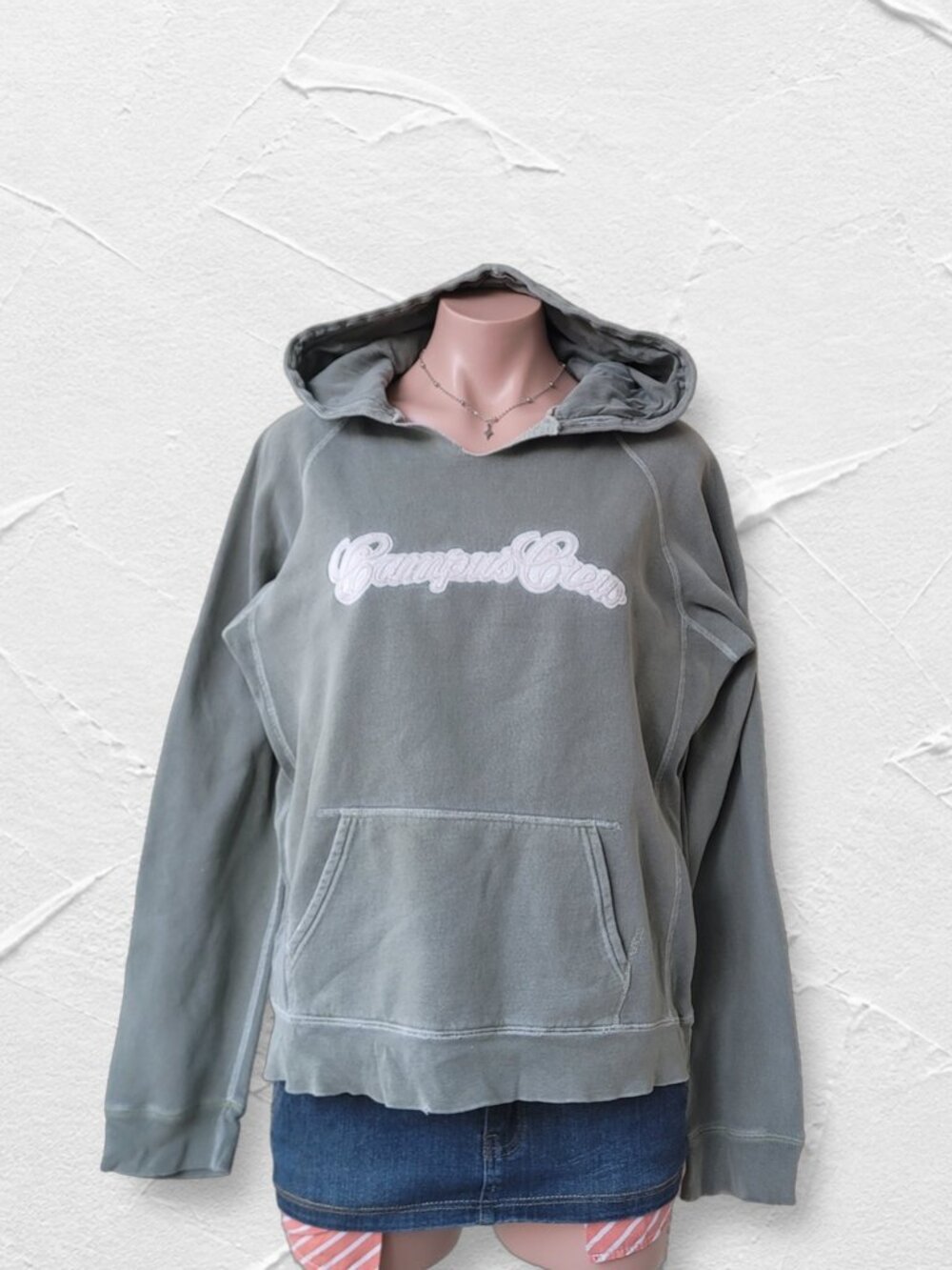 Campus Crew Two-Tone Pink & Green Oversized Pullover Hoodie